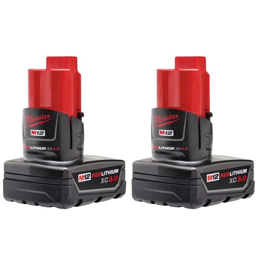 Power Tools Milwaukee Tools | Milwaukee M12 Redlithium Xc Battery 2-Pack 48-11-2412