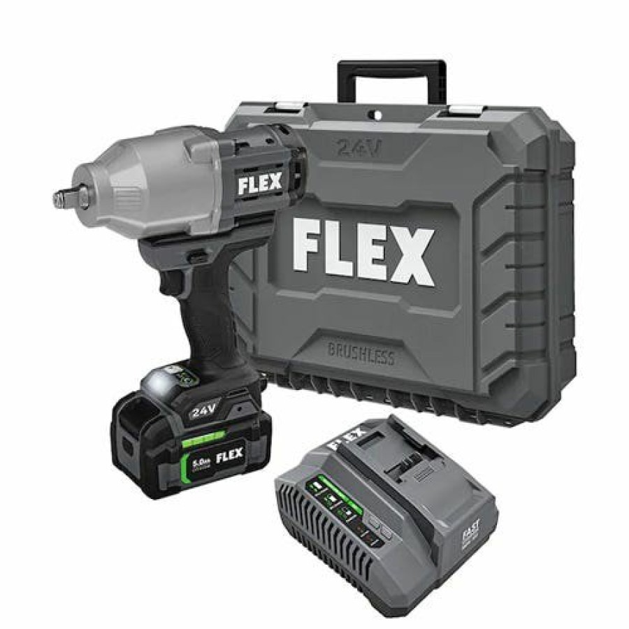 Power Tools FLEX | Flex 24V 1/2" High Torque Impact Wrench Kit (5.0Ah) Fx1471-1C