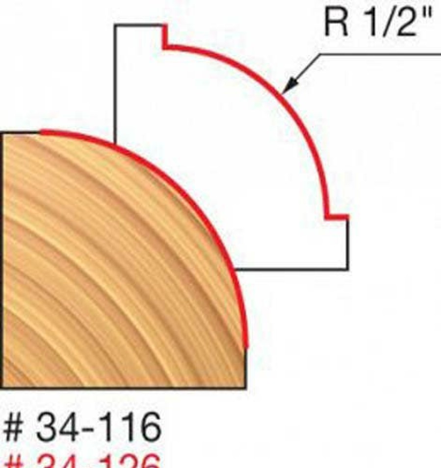 Accessories Freud Diablo Blades | Freud 1/2" Rounding Over Router Bit (Quadra Cut) 34-116