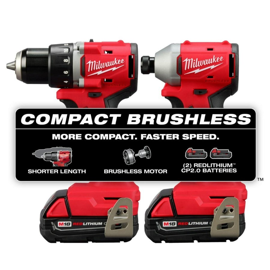 Power Tools Milwaukee Tools | Milwaukee M18 Compact Brushless 2-Tool Combo Kit 3692-22Ct