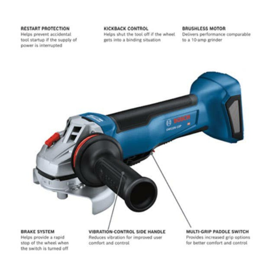 Power Tools Bosch Power Tools | Bosch 18V Brushless 4-1/2 - 5 In. Angle Grinder Kit With Paddle Switch Gws18V-10Pb14