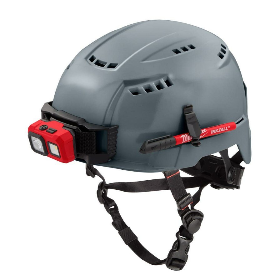 Safety & Work Wear Milwaukee Tools | Milwaukee Gray Vented Helmet With Bolt - Class C 48-73-1334