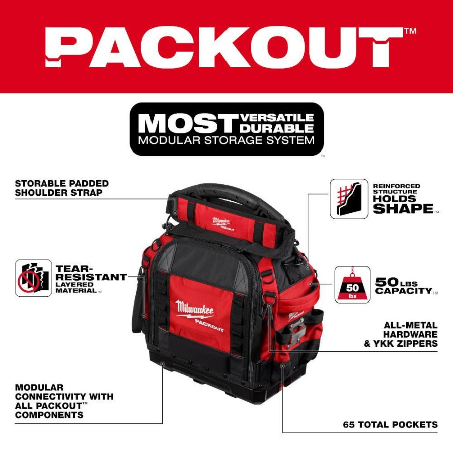 Hardware & Jobsite Supplies Milwaukee Tools | Milwaukee Packout 15" Structured Tool Bag 48-22-8316