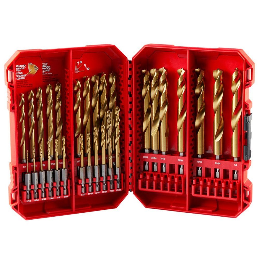 Accessories Milwaukee Tools | Milwaukee Shockwave Impact Duty Red Helix Titanium Drill Bit Set - 29Pc 48-89-4672