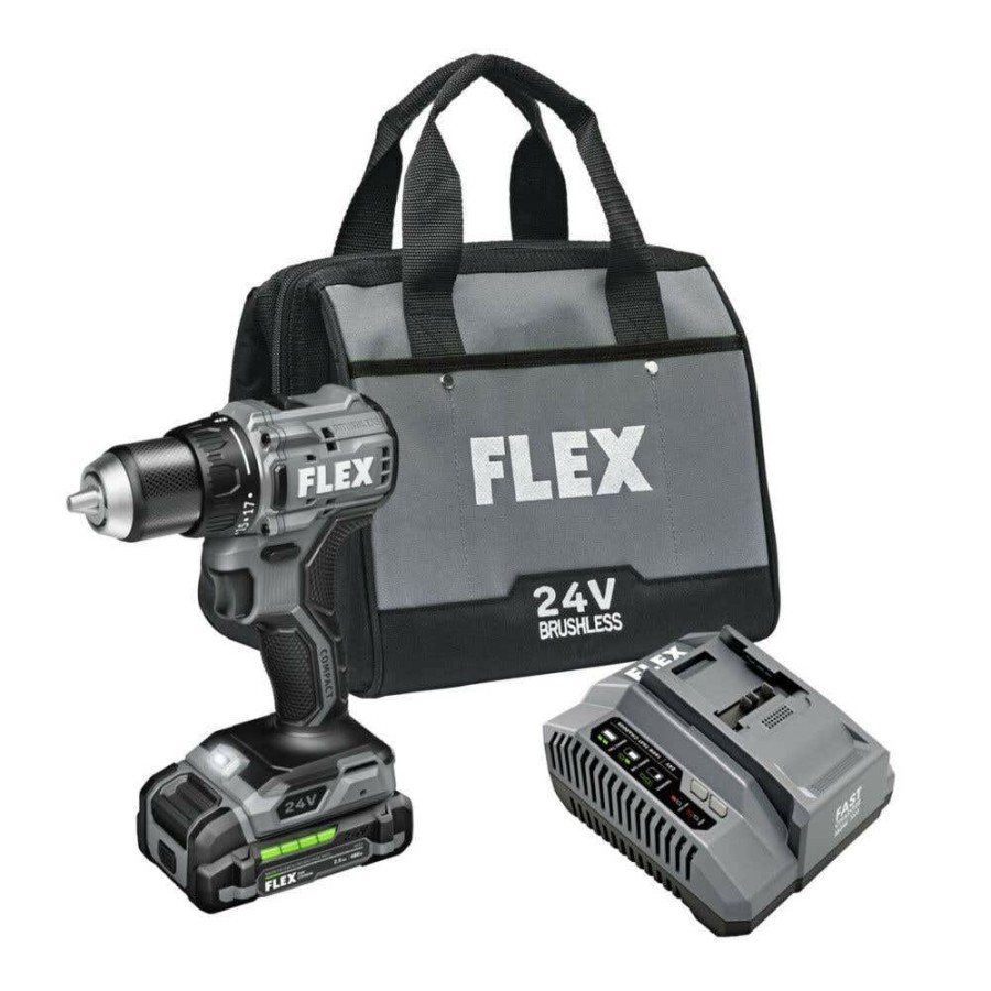 Power Tools FLEX | Flex 24V 1/2" 2 Speed Compact Drill Driver Kit Fx1131-1A