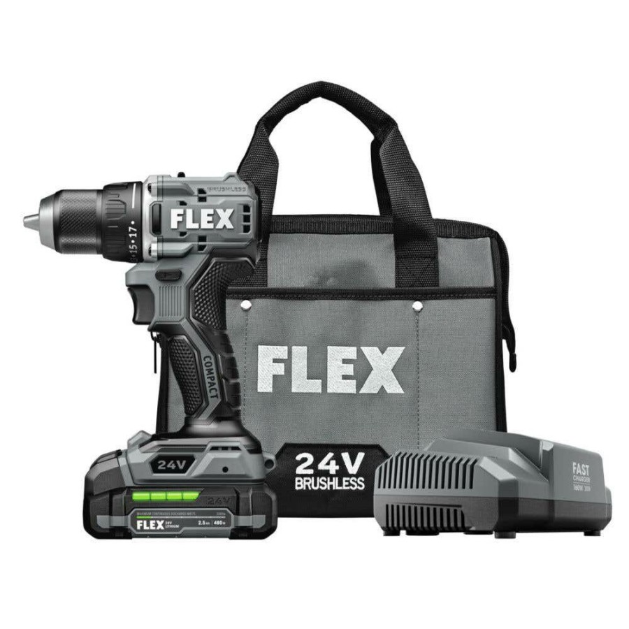 Power Tools FLEX | Flex 24V 1/2" 2 Speed Compact Drill Driver Kit Fx1131-1A