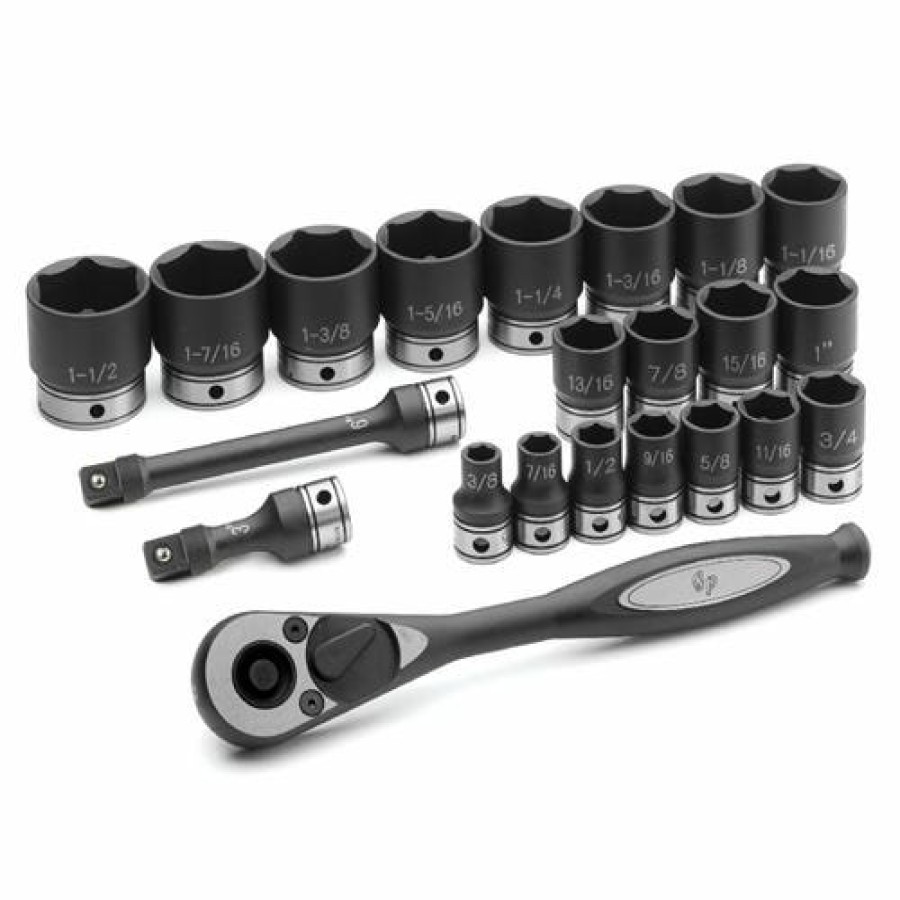 Hand Tools Grey Pneumatic Sockets | Grey Pneumatic 22 Piece 1/2" Drive 6-Point Standard Duo-Socket Set (Sae) 82622