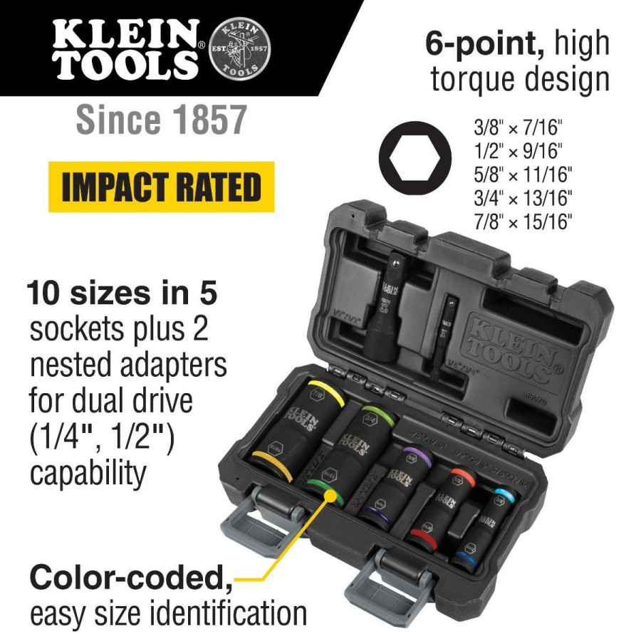 Accessories Klein Tools | Klein Flip Impact Socket Set, 7-Piece 66070