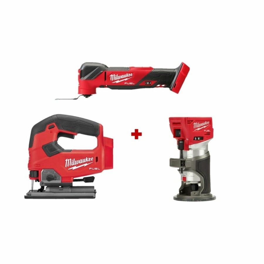 Power Tools Milwaukee Tools | Milwaukee M18 Fuel Oscillating Multi-Tool, Compact Router, & Jig Saw Bundle 2836-20-2723-20-2737-20