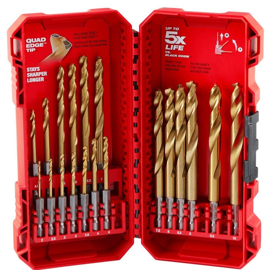 Accessories Milwaukee Tools | Milwaukee Shockwave Impact Duty Red Helix Titanium Metric Drill Bit Set - 19Pc 48-89-4860