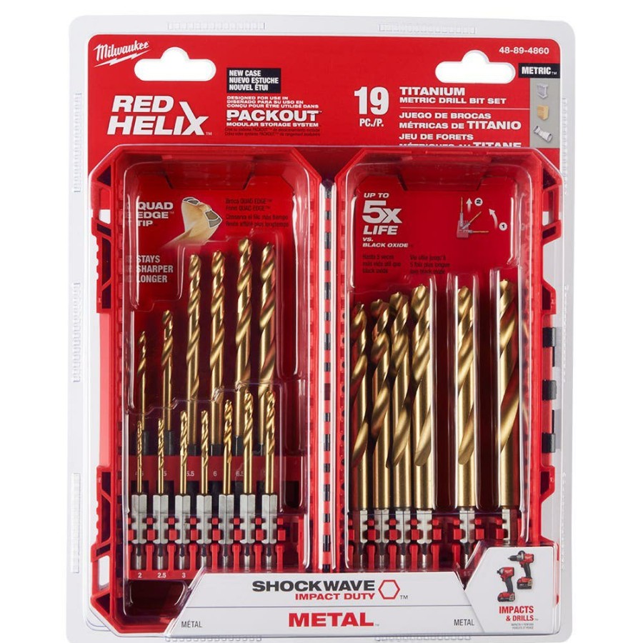 Accessories Milwaukee Tools | Milwaukee Shockwave Impact Duty Red Helix Titanium Metric Drill Bit Set - 19Pc 48-89-4860