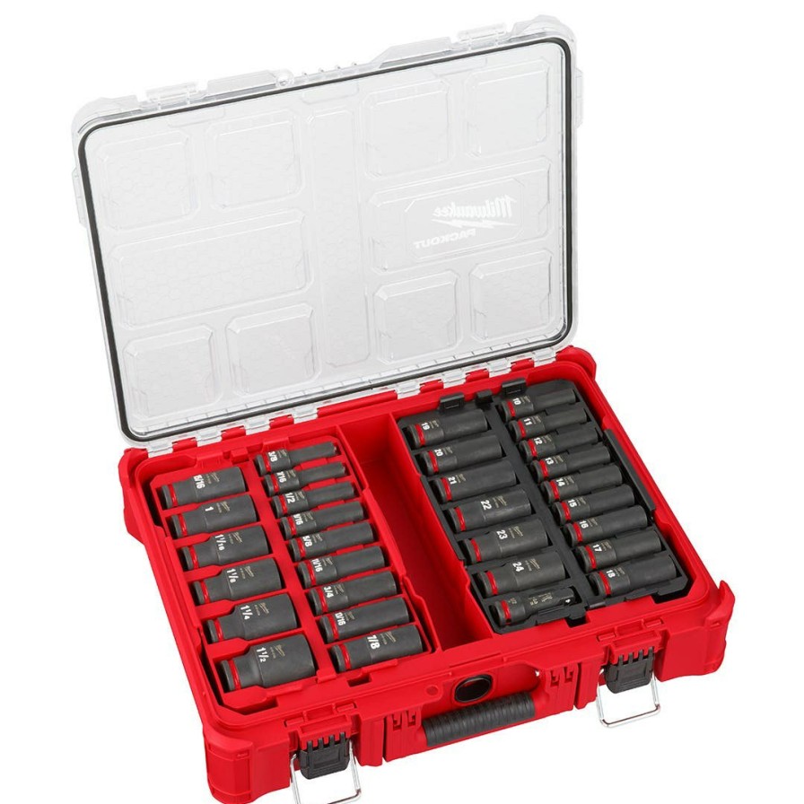 Accessories Milwaukee Tools | Milwaukee 31Pc. Shockwave Impact Duty 1/2" Drive Metric & Sae Packout Deep Socket Set 49-66-6806