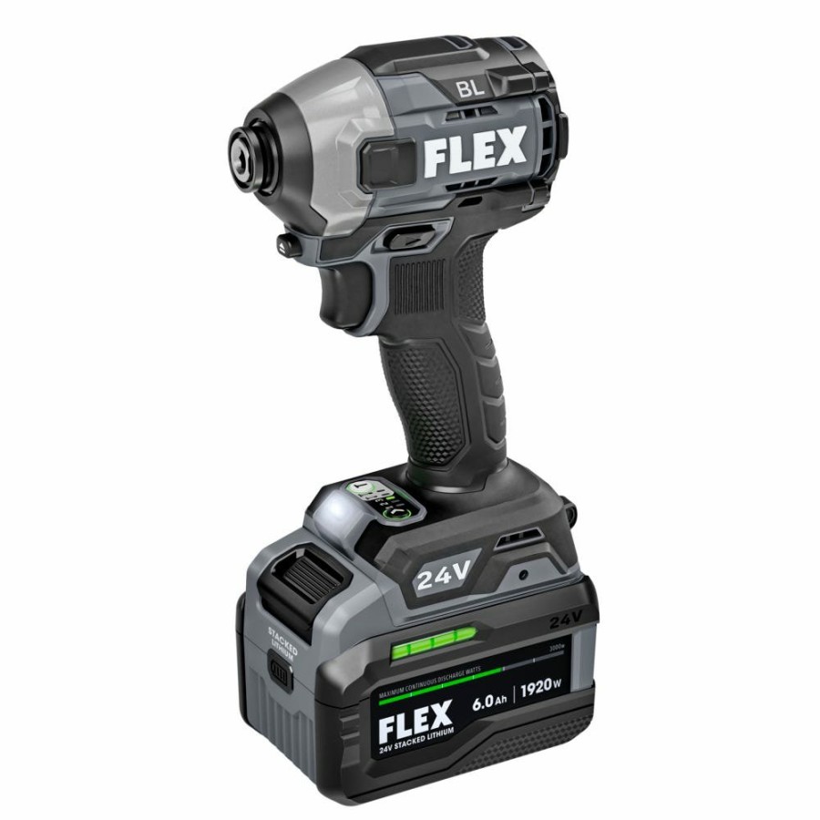 Power Tools FLEX | Flex 1/4" Quick Eject Hex Impact Driver Kit (6.0Ah Stacked) Fx1371A-1H