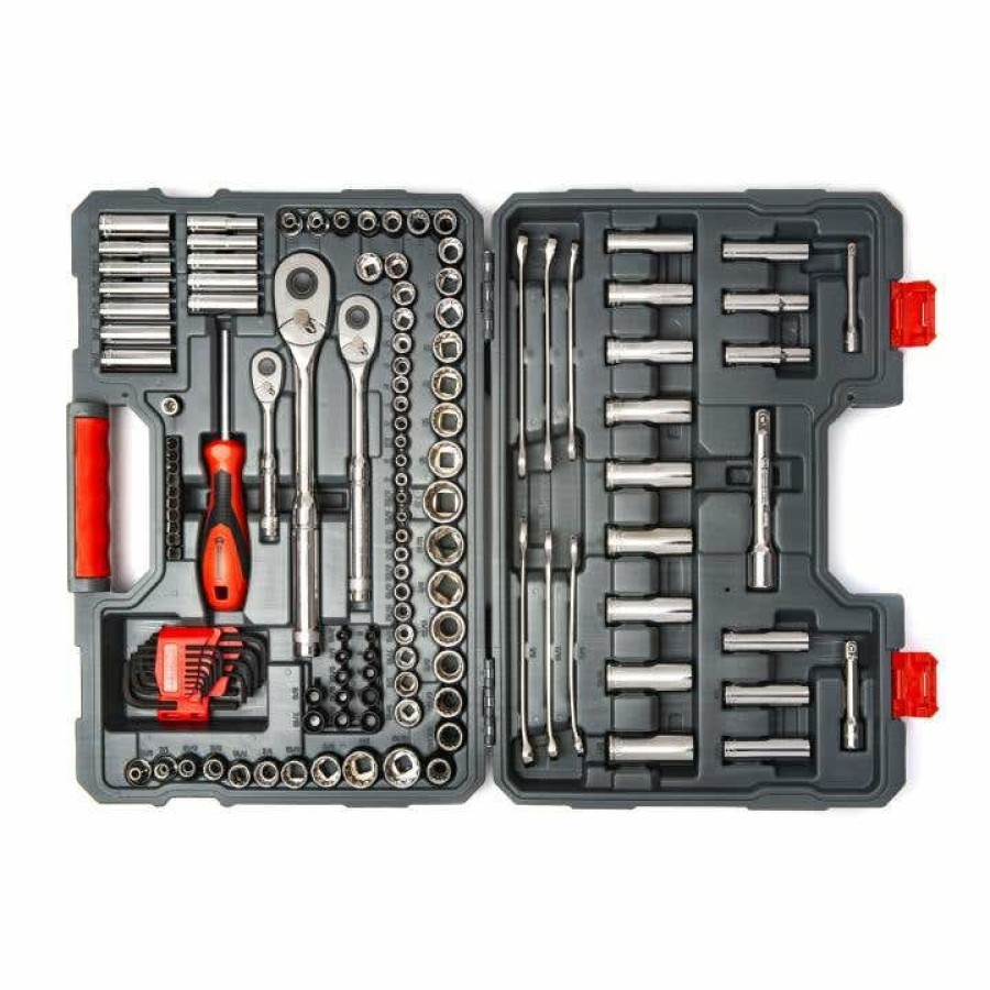 Hand Tools Crescent Tools | Crescent 142 Pc. 1/4", 3/8" & 1/2" Drive 6 & 12 Point Standard & Deep Sae/Metric Mechanics Tool Set Ctk142C