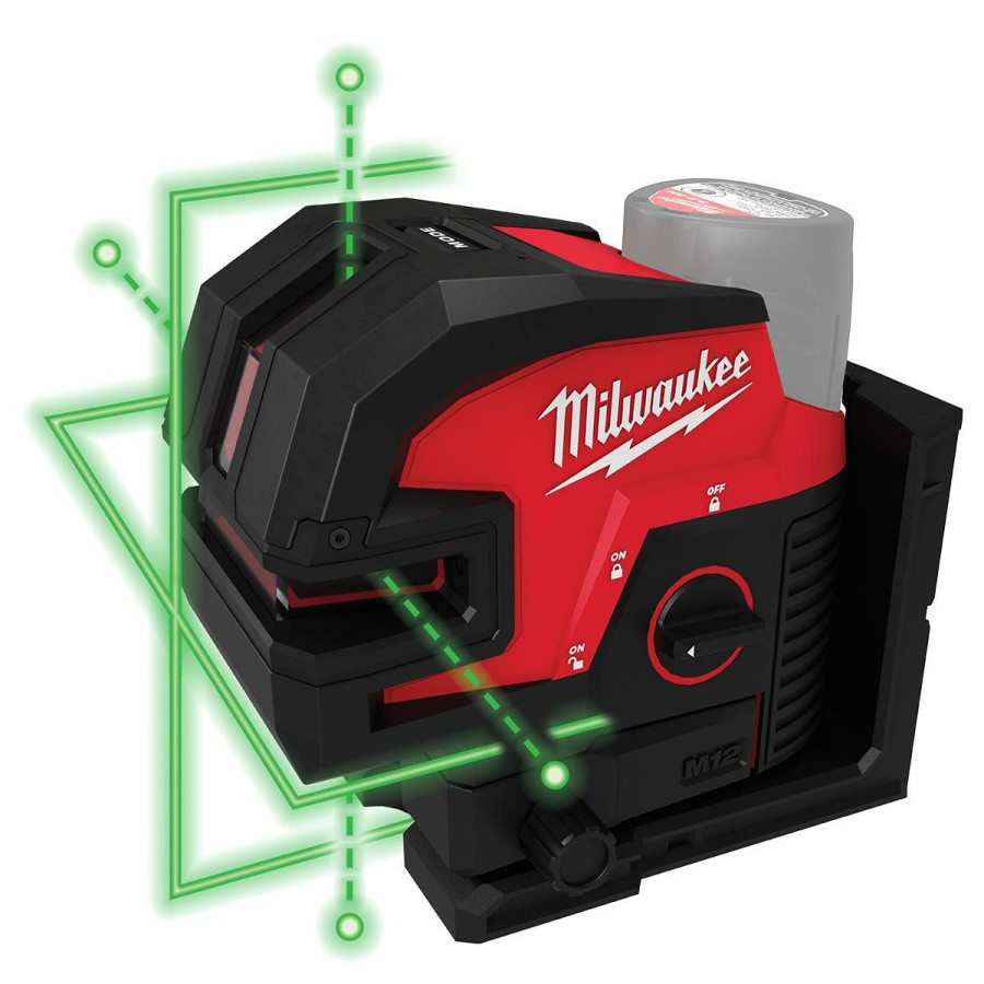 Power Tools Milwaukee Tools | Milwaukee M12 Green Cross Line & 4-Points Laser (Tool Only) 3624-20