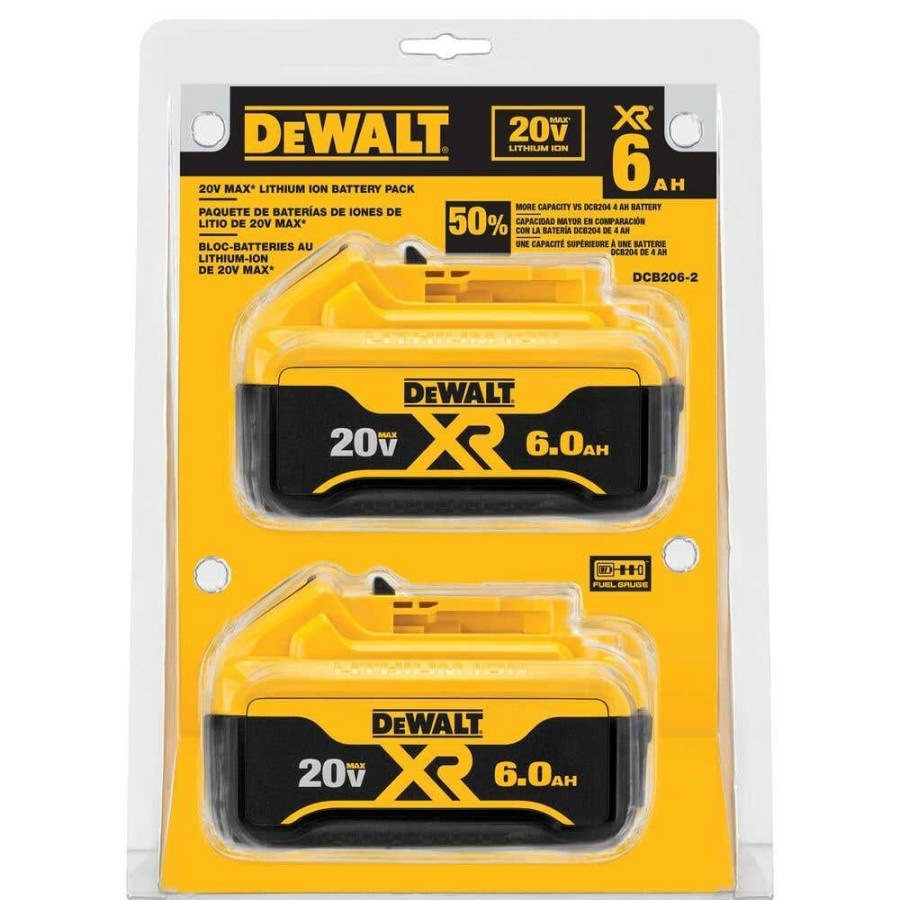 Power Tools DeWalt | Dewalt 20V Max* Xr 6Ah Battery (2 Pk) Dcb206-2